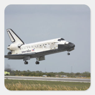 Space Shuttle Discovery geht Landung 3 an Quadratischer Aufkleber
