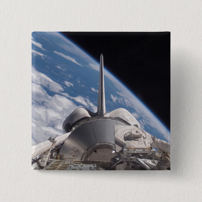 Space Shuttle Discovery im Hintergrund Button (Vorderseite)