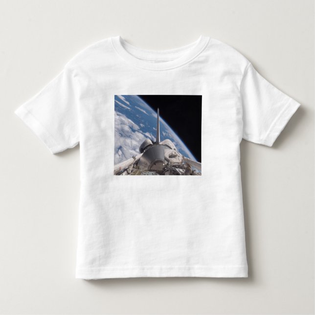 Space Shuttle Discovery im Hintergrund Kleinkind T-shirt (Vorderseite)