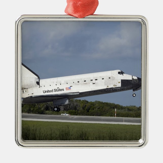 Space Shuttle Discovery landet auf der Runway 33 3 Silbernes Ornament (Vorne)