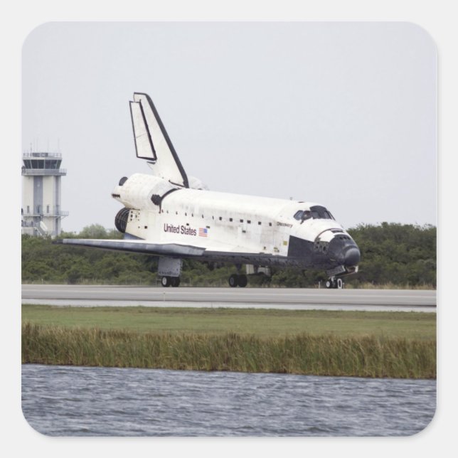 Space Shuttle Discovery Quadratischer Aufkleber (Vorderseite)