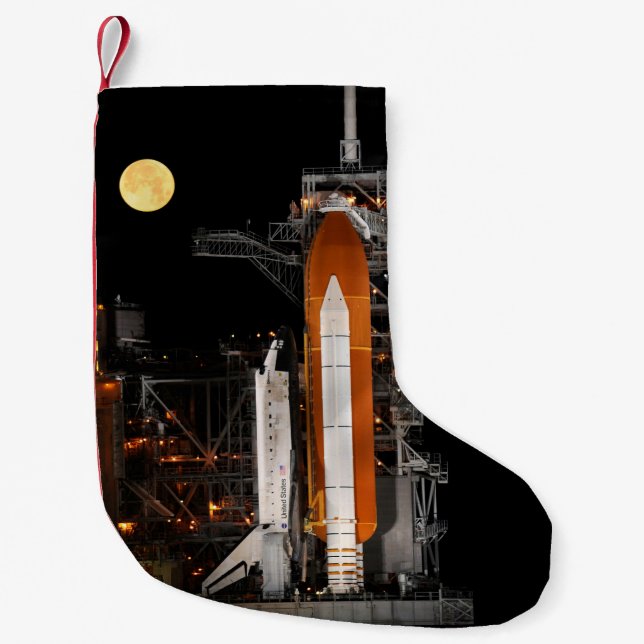 Space Shuttle Discovery und Mond Kleiner Weihnachtsstrumpf (Vorderseite)