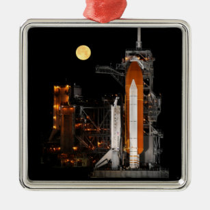 Space Shuttle Discovery und Mond Ornament Aus Metall