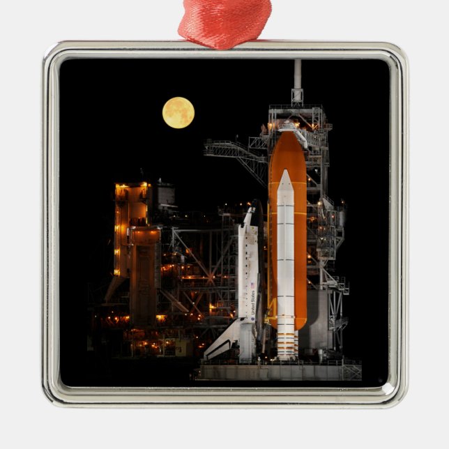 Space Shuttle Discovery und Mond Ornament Aus Metall (Vorne)