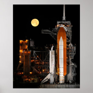 Space Shuttle Discovery und Mond Poster