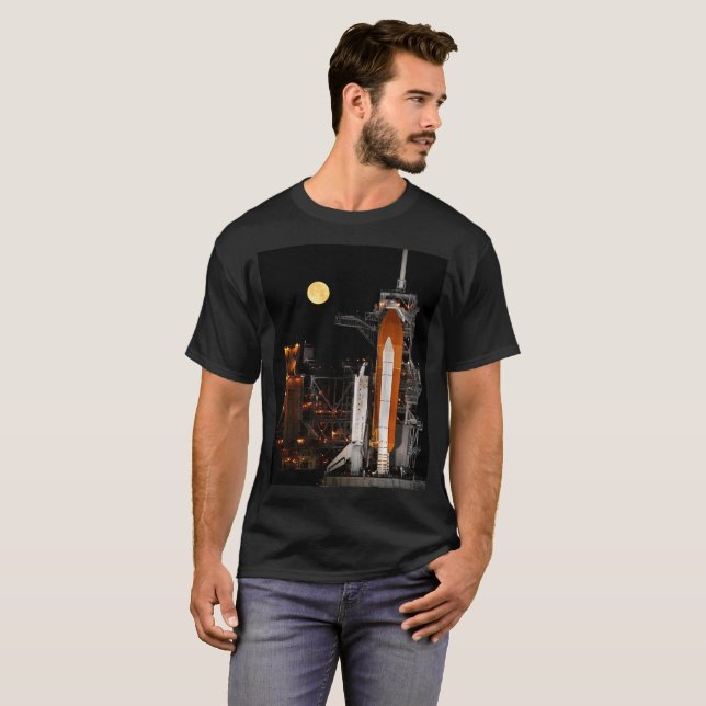 Space Shuttle Discovery und Mond T-Shirt (Vorne ganz)