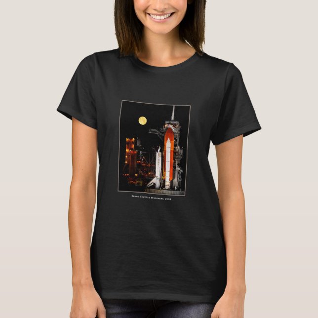 Space Shuttle Discovery und Vollmond 2009 T-Shirt (Vorderseite)