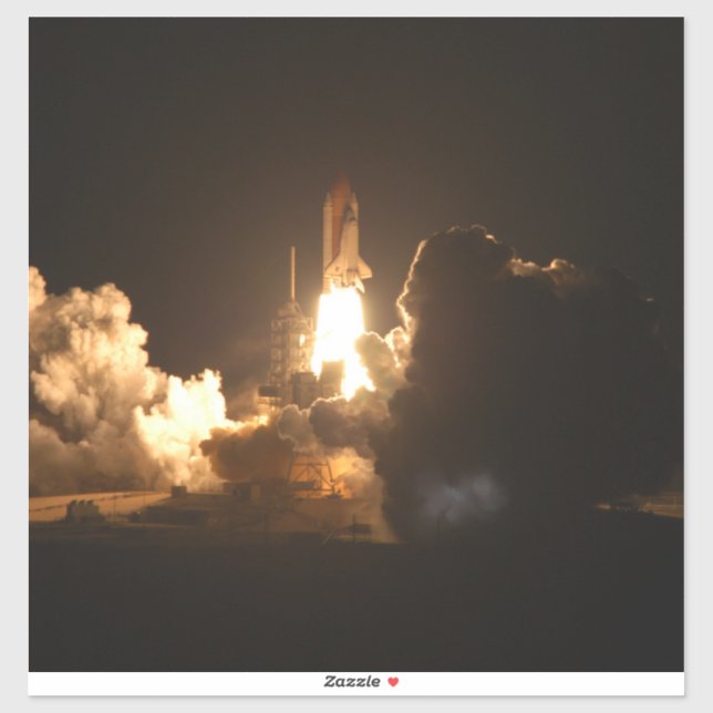 Space Shuttle Earth Orbital Spacecraft Night Canva Aufkleber (Blatt)
