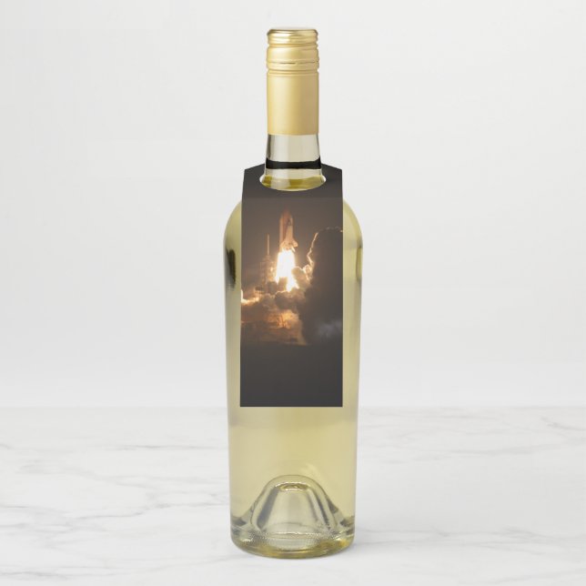 Space Shuttle Earth Orbital Spacecraft Night Canva Flaschenanhänger (Auf Flasche)