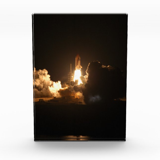 Space Shuttle Earth Orbital Spacecraft Night Canva Fotoblock (Vorderseite)