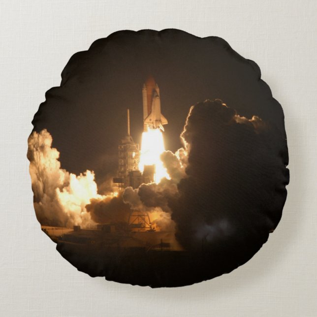 Space Shuttle Earth Orbital Spacecraft Night Canva Rundes Kissen (Vorderseite)