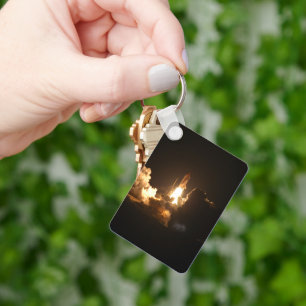 Space Shuttle Earth Orbital Spacecraft Night Canva Schlüsselanhänger