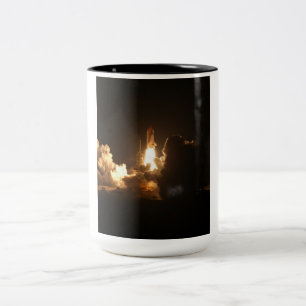 Space Shuttle Earth Orbital Spacecraft Night Canva Zweifarbige Tasse