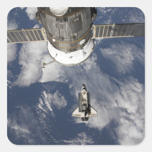 Space Shuttle Endeavor 8 Quadratischer Aufkleber (Vorderseite)