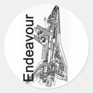Space Shuttle Endeavor Runder Aufkleber