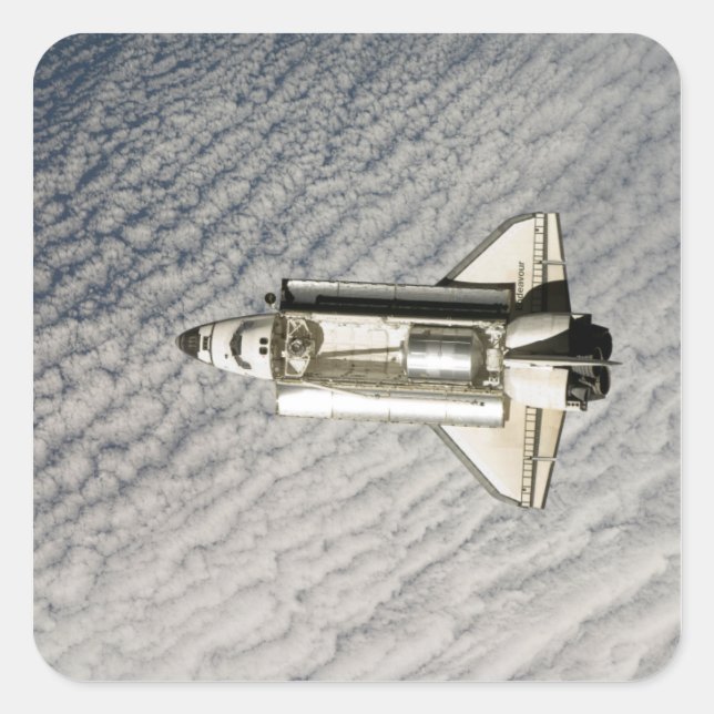 Space Shuttle Endeavour 13 Quadratischer Aufkleber (Vorderseite)