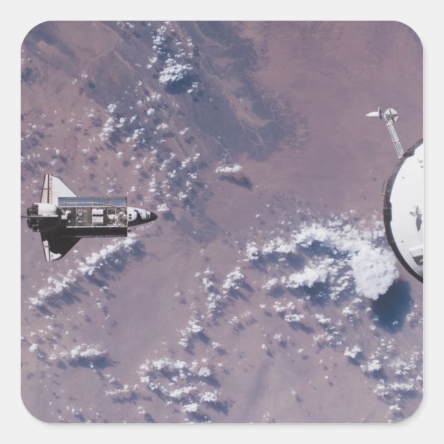 Space Shuttle Endeavour 20 Quadratischer Aufkleber (Vorderseite)
