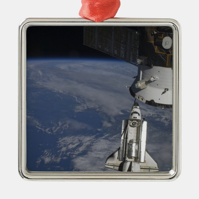 Space Shuttle Endeavour 2 Silbernes Ornament (Vorne)