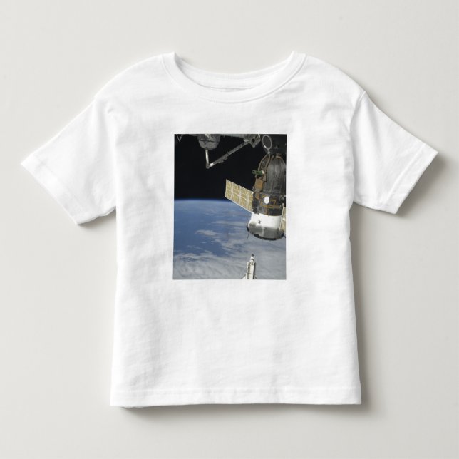 Space Shuttle Endeavour, ein Sojus-Raumschiff Kleinkind T-shirt (Vorderseite)