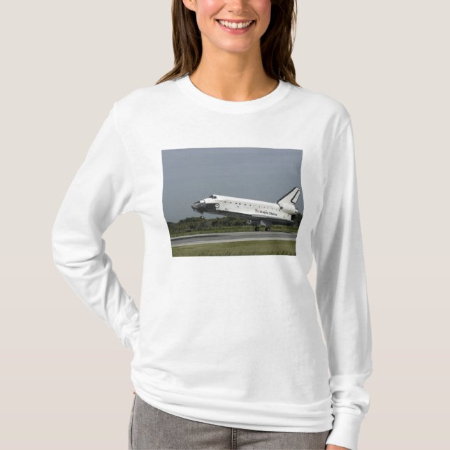 Space Shuttle Endeavour Touchs nach unten T-Shirt (Vorderseite)