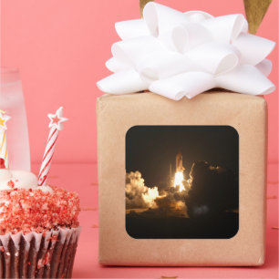 Space Shuttle Erde Orbitale Raumsonde Nacht Canva Quadratischer Aufkleber