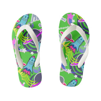Space Shuttle Green. Kid's Flip Flops
