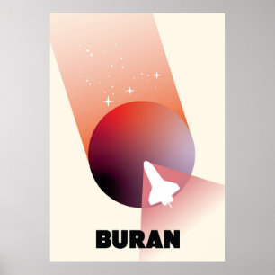 Space Shuttle im Vintage-Stil Weltraumkunst. Poster