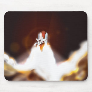 Space Shuttle Night Launch Illustration Mousepad