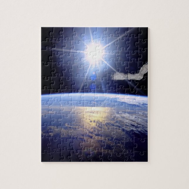 Space Shuttle Robot Arm Earth Orbit Sunburst Puzzle (Vertikal)