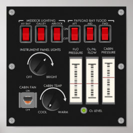 Space Shuttleservice Umwelt-Kontrolle und Lights P Poster