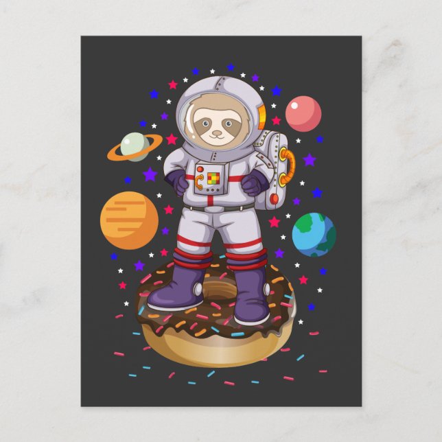 Space Sloth Astronaut Galaxy Planet Donut Candy Postkarte (Vorderseite)