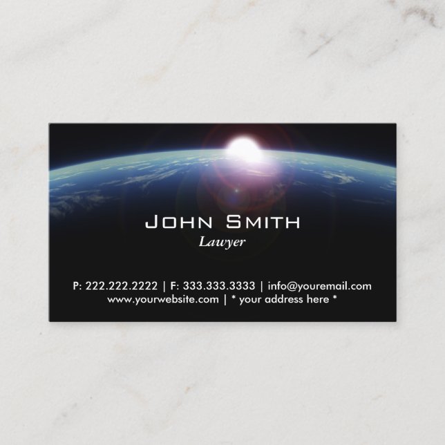 Space Sunrise Lawyer/Attorney Business Card Visitenkarte (Vorderseite)