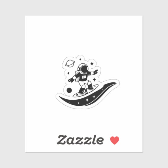 “Space Surfer – Minimalist Astronaut Cosmic Ride Aufkleber (Blatt)