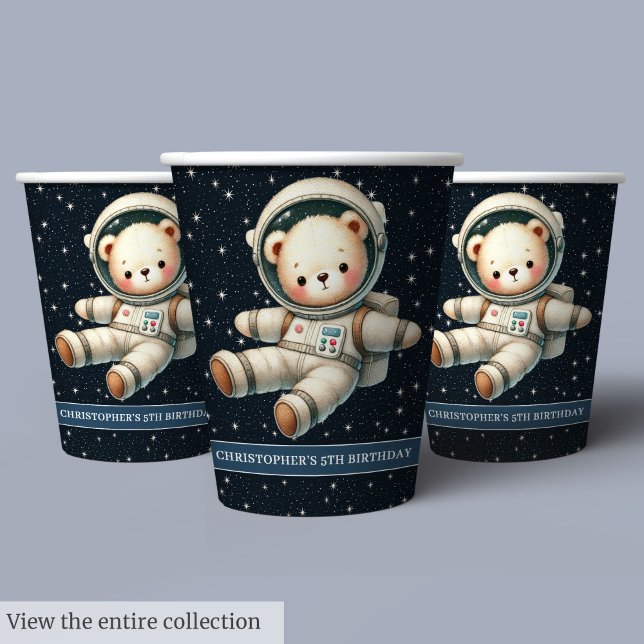 Space Teddy Bear Astronaut Baby Boy Birthday Cups Pappbecher (Space Teddy Bear Astronaut Baby Boy Birthday Cups)