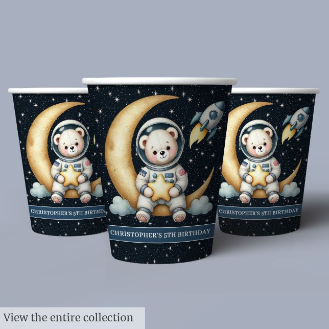 Space Teddy Bear Astronaut Boy Party Paper Cups Pappbecher (Space Teddy Bear Astronaut Boy Party Paper Cups)