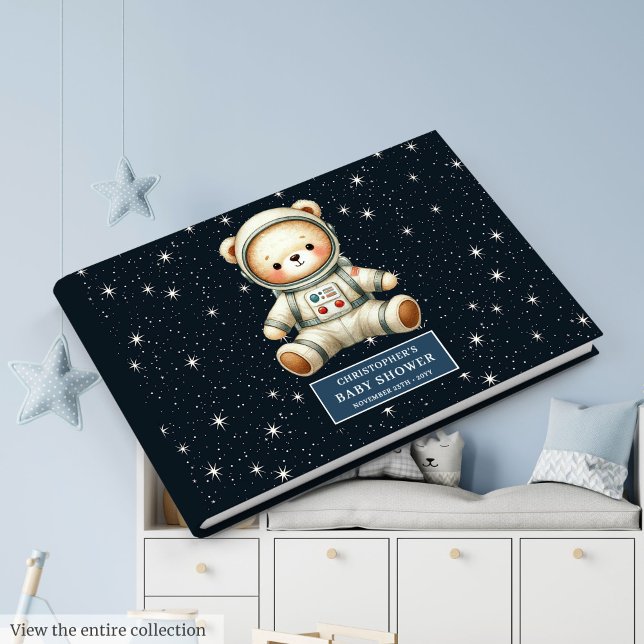Space Teddy Bear Baby Boy Showroom Guest Journal Gästebuch (Space Teddy Bear Baby Boy Shower Guest Journal)