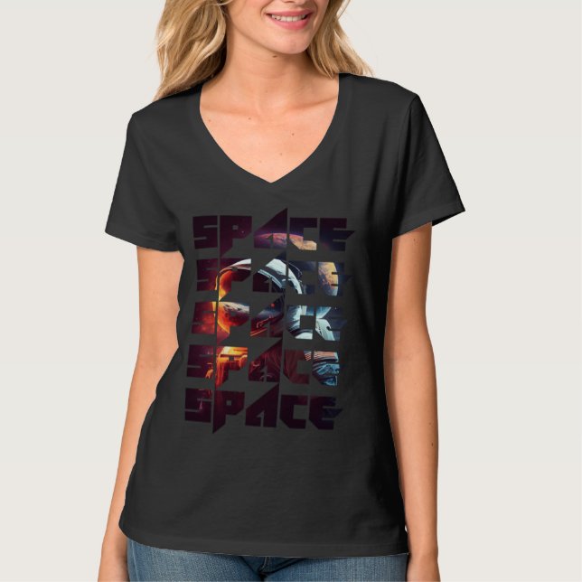 Space Text Solar System Galactic Astro Space Enthu T-Shirt (Vorderseite)