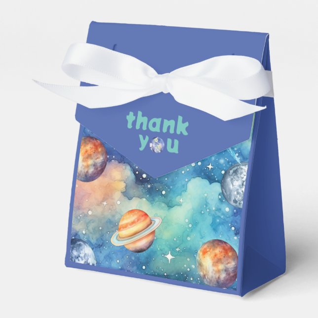 Space Theme Galaxy Planets Wasserfarbe Vielen Dank Geschenkschachtel (Vorderseite)