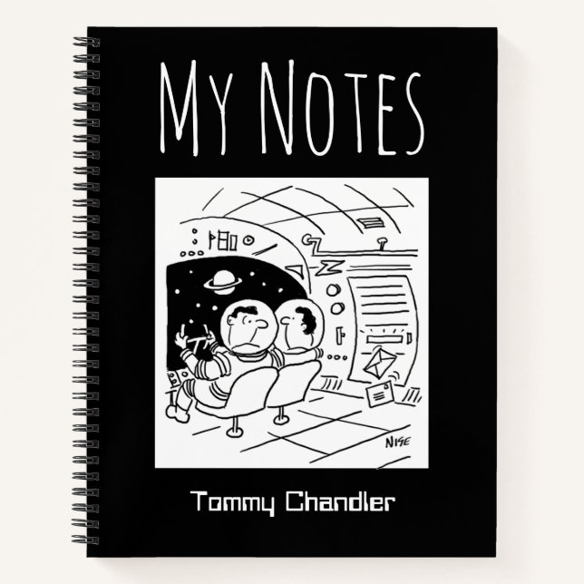 Space Theme Notebook mit dem Namen des Eigentümers Notizbuch (Vorderseite)
