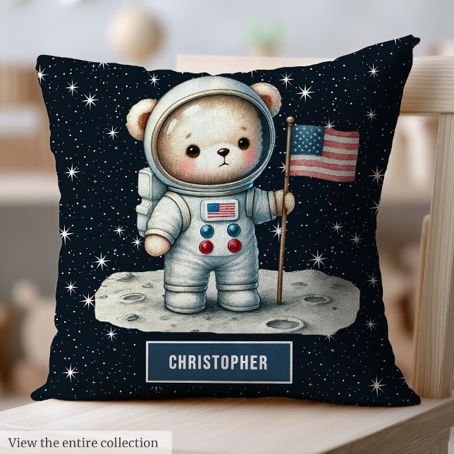Space Theme Teddy Bear Pillow Personalisiert Baby Kissen (Space Theme Teddy Bear Pillow Personalized Baby Boy)