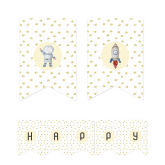 Space-themed party bunting banner
