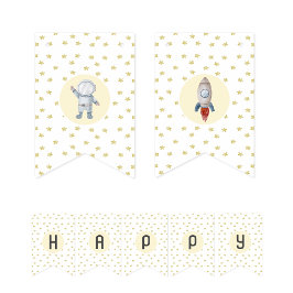 Space-themed party bunting banner