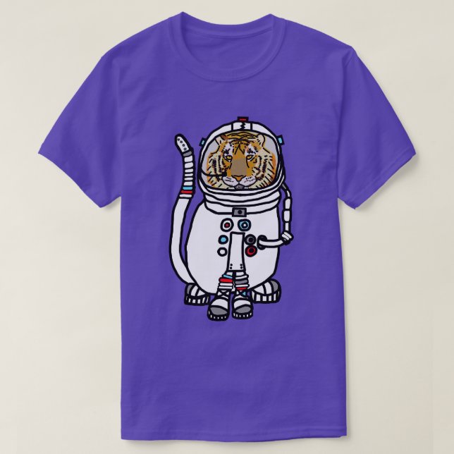 Space Tiger Funny Astronaut Animals T-Shirt (Design vorne)