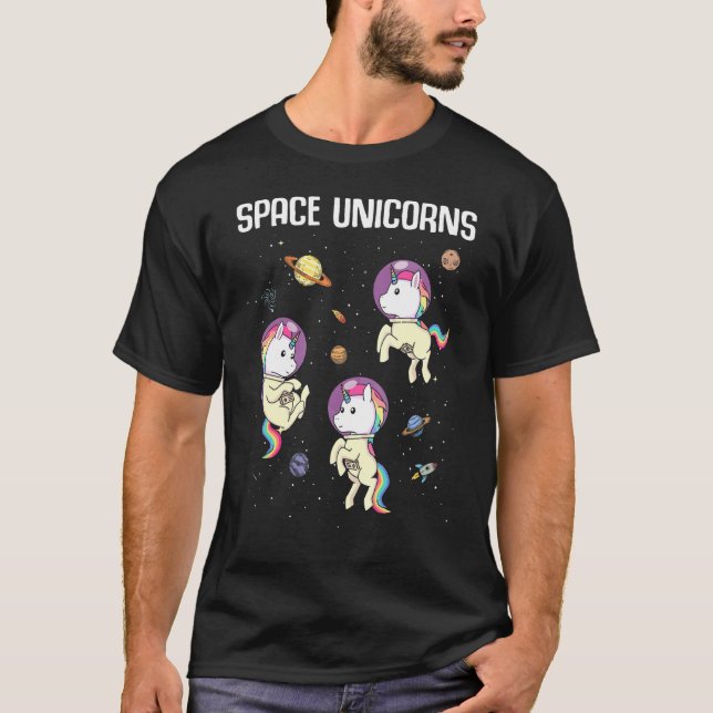 Space Unicorns Astronaut Planet Unicorn 1 T-Shirt (Vorderseite)