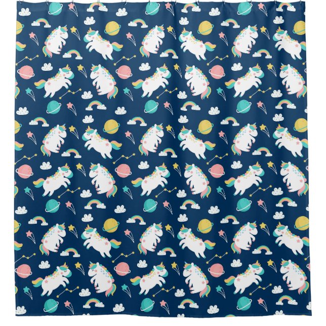 Space Unicorns Duschvorhang (Vorderseite)