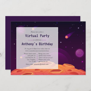 Space Virtual Birthday Party Einladung