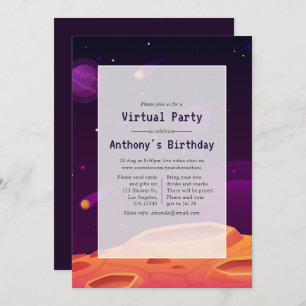 Space Virtual Birthday Party Einladung