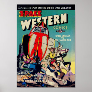 "Space Western" aus dem Golden Age Comic Kunst Poster
