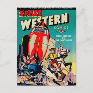 Space Western Comic Postkarte