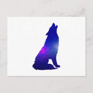 Space Wolf heulend - Hintergrundfarbe wählen Postkarte